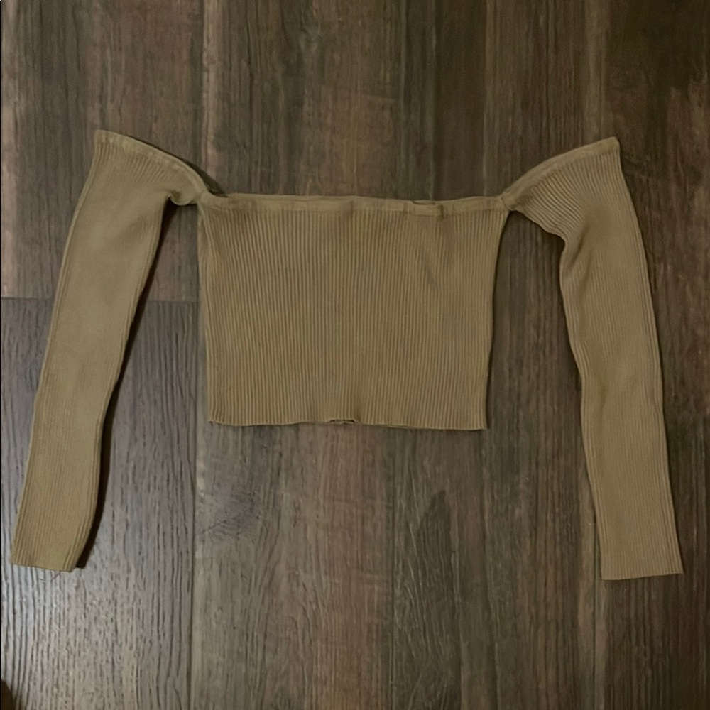 Meshki Tan Fitted Crop Top